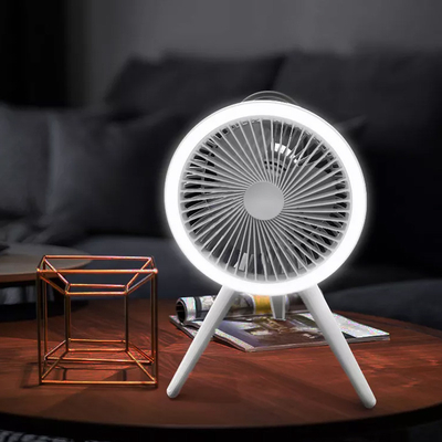Cordless Mini Tripod Fan Outdoor Portable Camping Fan With Light